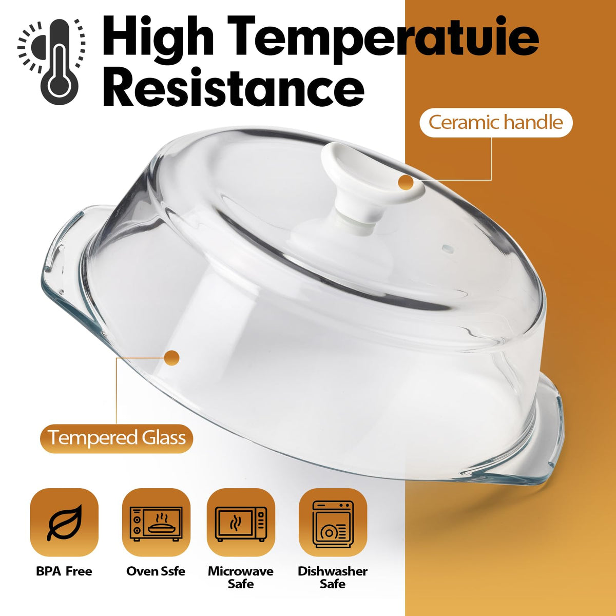 ACEPRUT Ceramic-handle glass cover stays cool, reducing burn risk during microwaving.