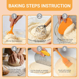 Acessorz stainless steel scraper cleanly lifts dough from bowls.
