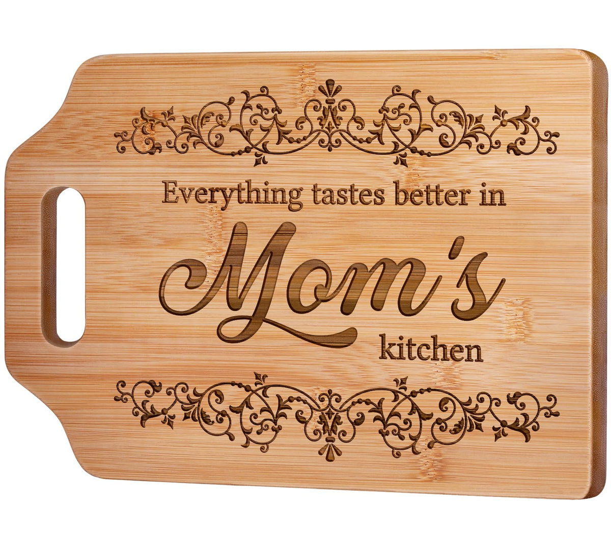 AceThrills engraved bamboo cutting board with a smooth surface for daily prep.