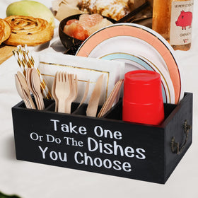 ACIAZAAZ paper plate holder top view, keeps plates and napkins neatly organized