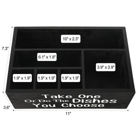 ACIAZAAZ small wood plate holder side view, space-saving kitchen organizer for cutlery and napkins
