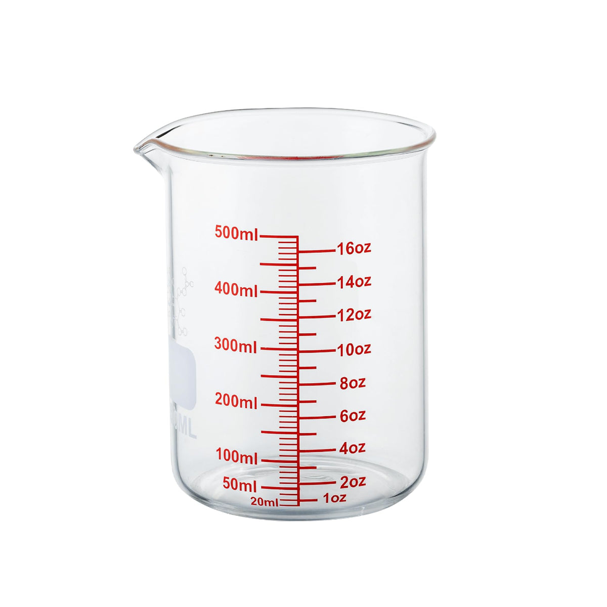 Ackers BORO3.3 measuring cup with 500 ml V-spout for precise pouring.