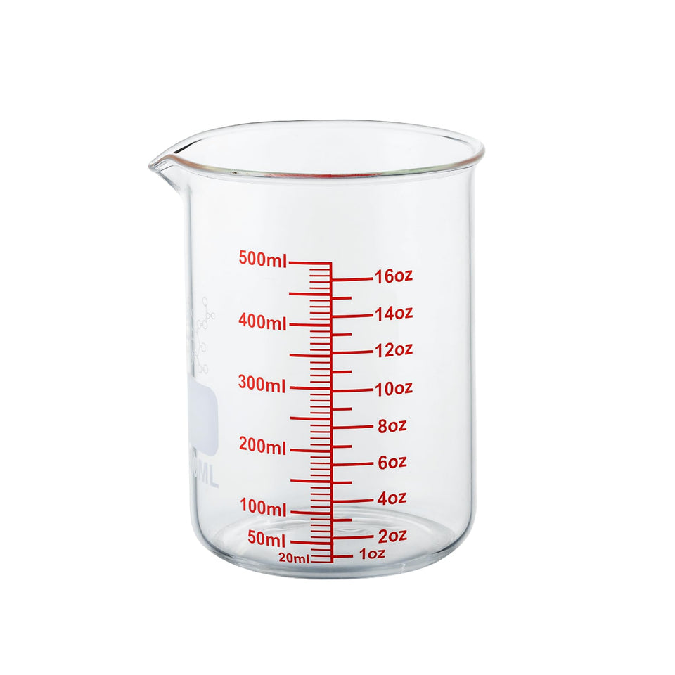 Ackers BORO3.3 measuring cup with 500 ml V-spout for precise pouring.