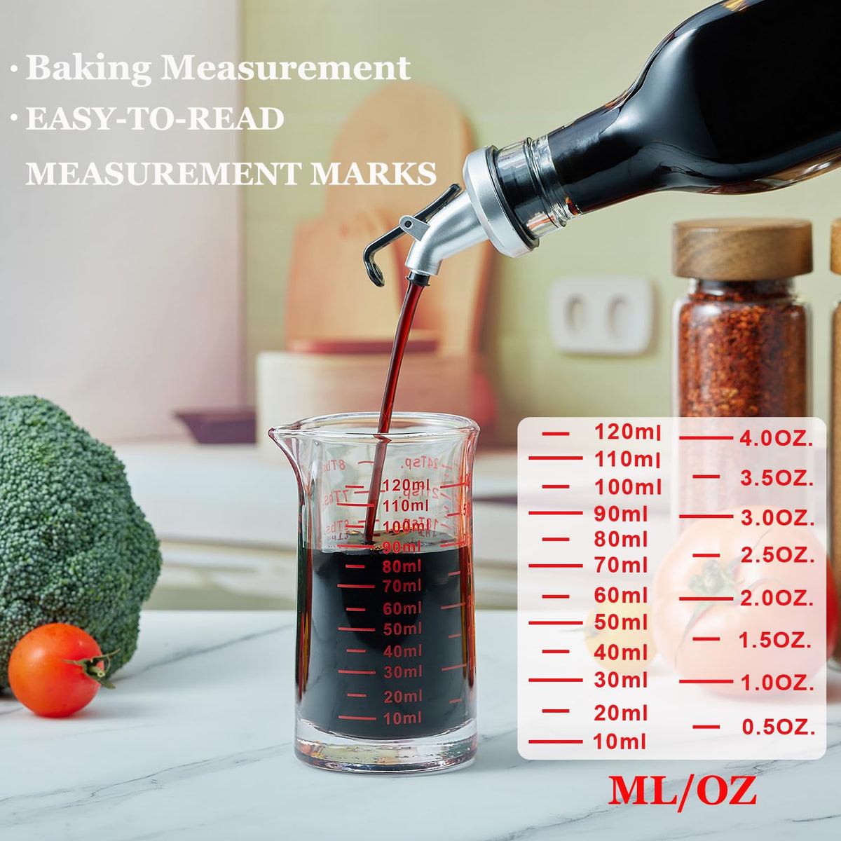 Ackers borosilicate glass measuring cup withstands fridge and oven temperatures.