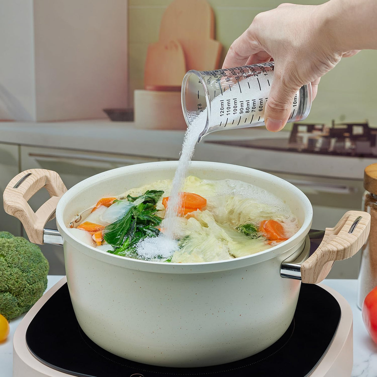 Ackers measuring cup is microwave-safe for quick ingredient prep.