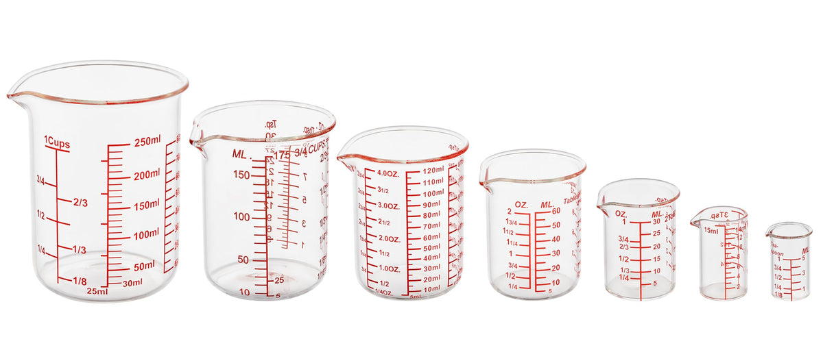 Ackers BORO3.3 glass measuring cups are easy to clean with smooth interiors.
