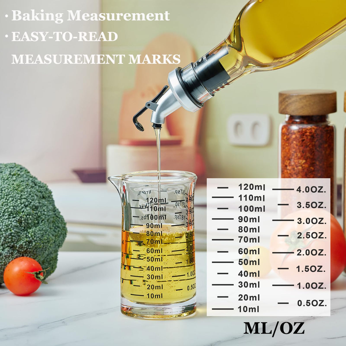 Ackers BORO3.3 4oz glass measuring cup clear markings for quick measurements
