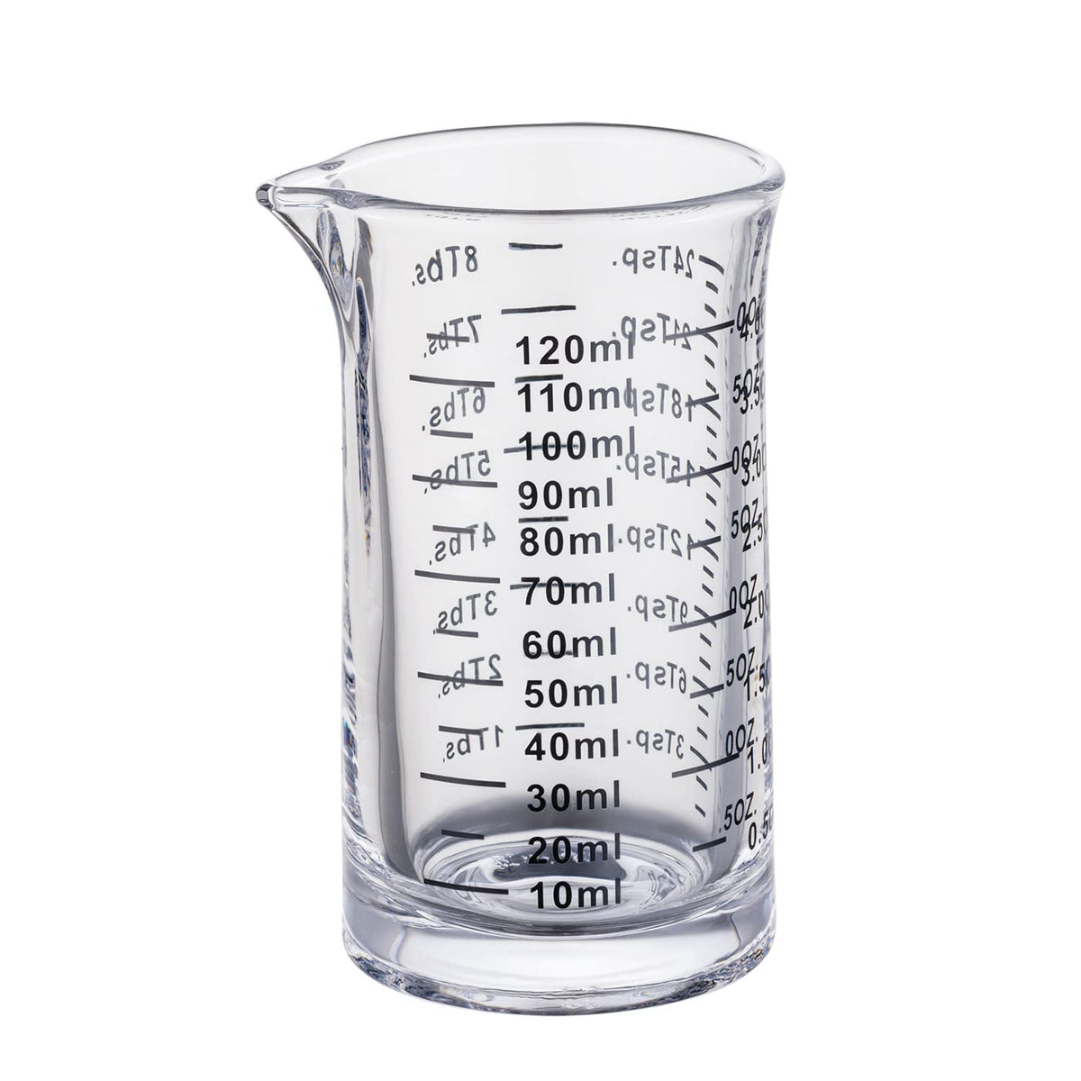 Ackers BORO3.3 4oz glass measuring cup front view for precise portions