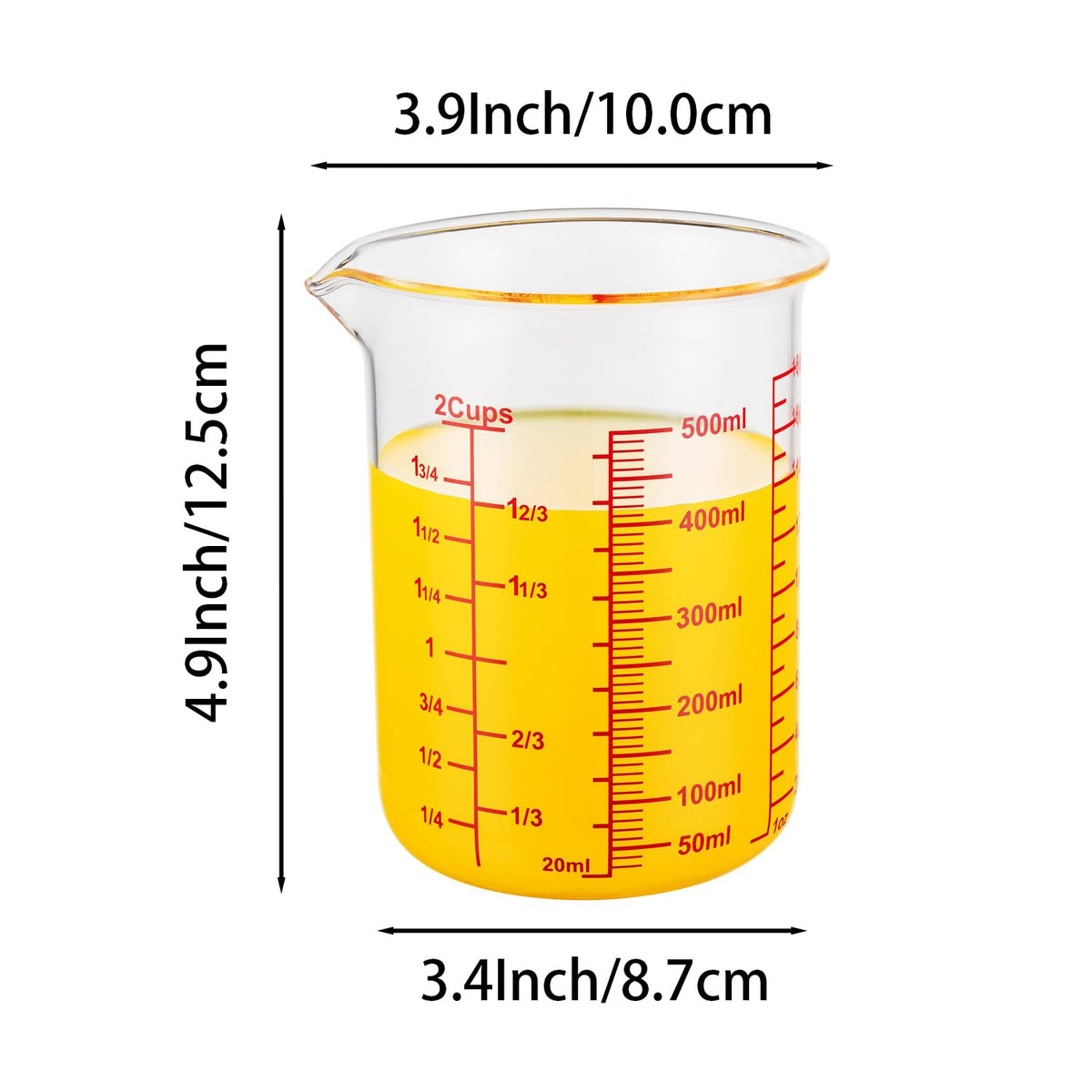 Ackers BORO3.3 500 ml capacity with three unit scales.