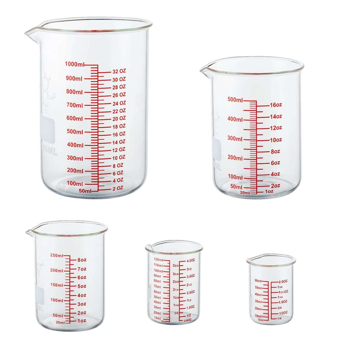 Ackers BORO3.3 double-scale (oz-ml) for versatile readings.
