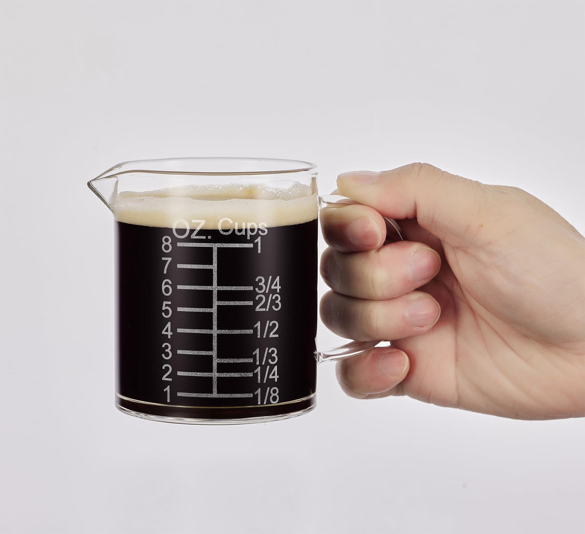 Ackers BORO3.3 etched graduations for precise 250ml measurements during cooking.