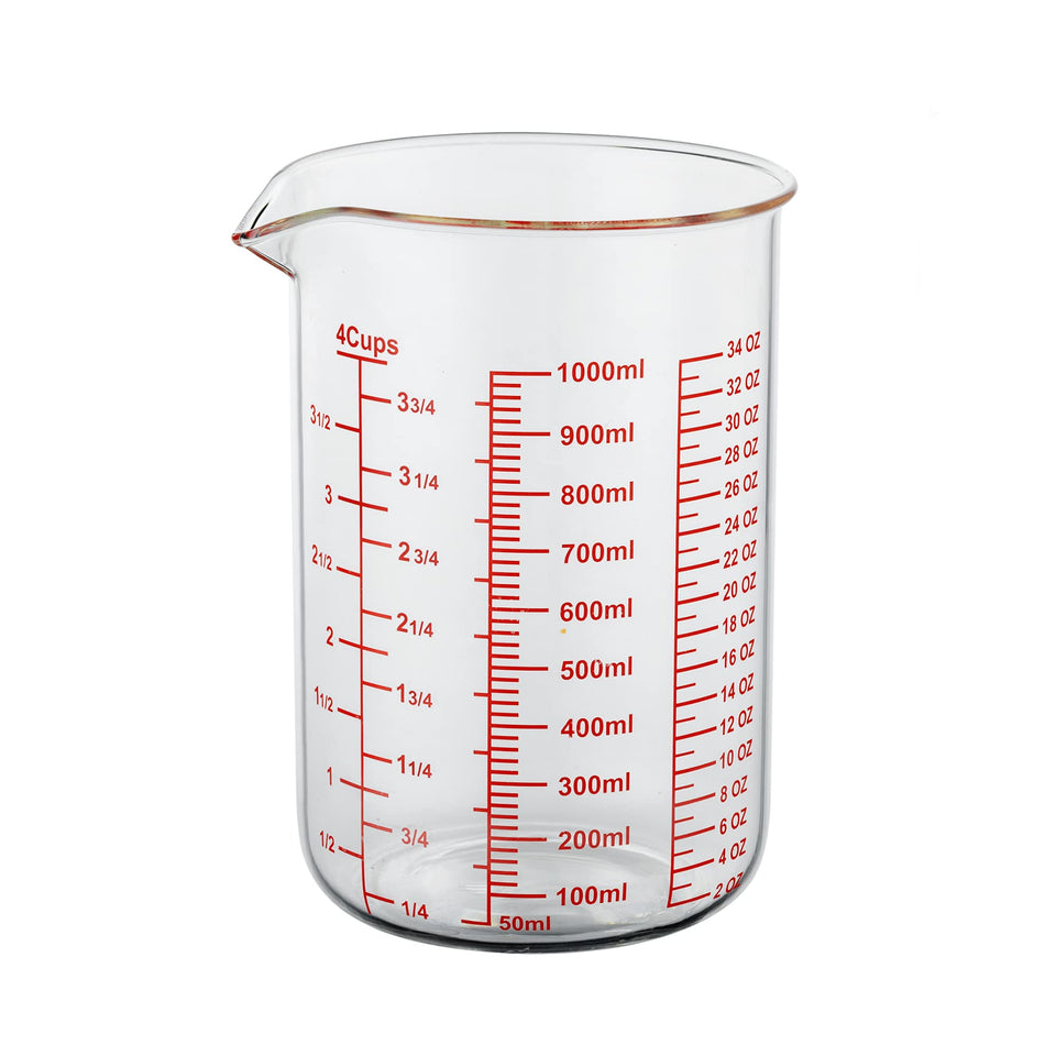 Ackers BORO3.3 measuring cup with wide mouth for easy cleaning and pouring.