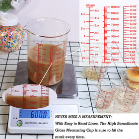 Ackers BORO3.3 measuring cup shows clear scale marks for accurate readings.