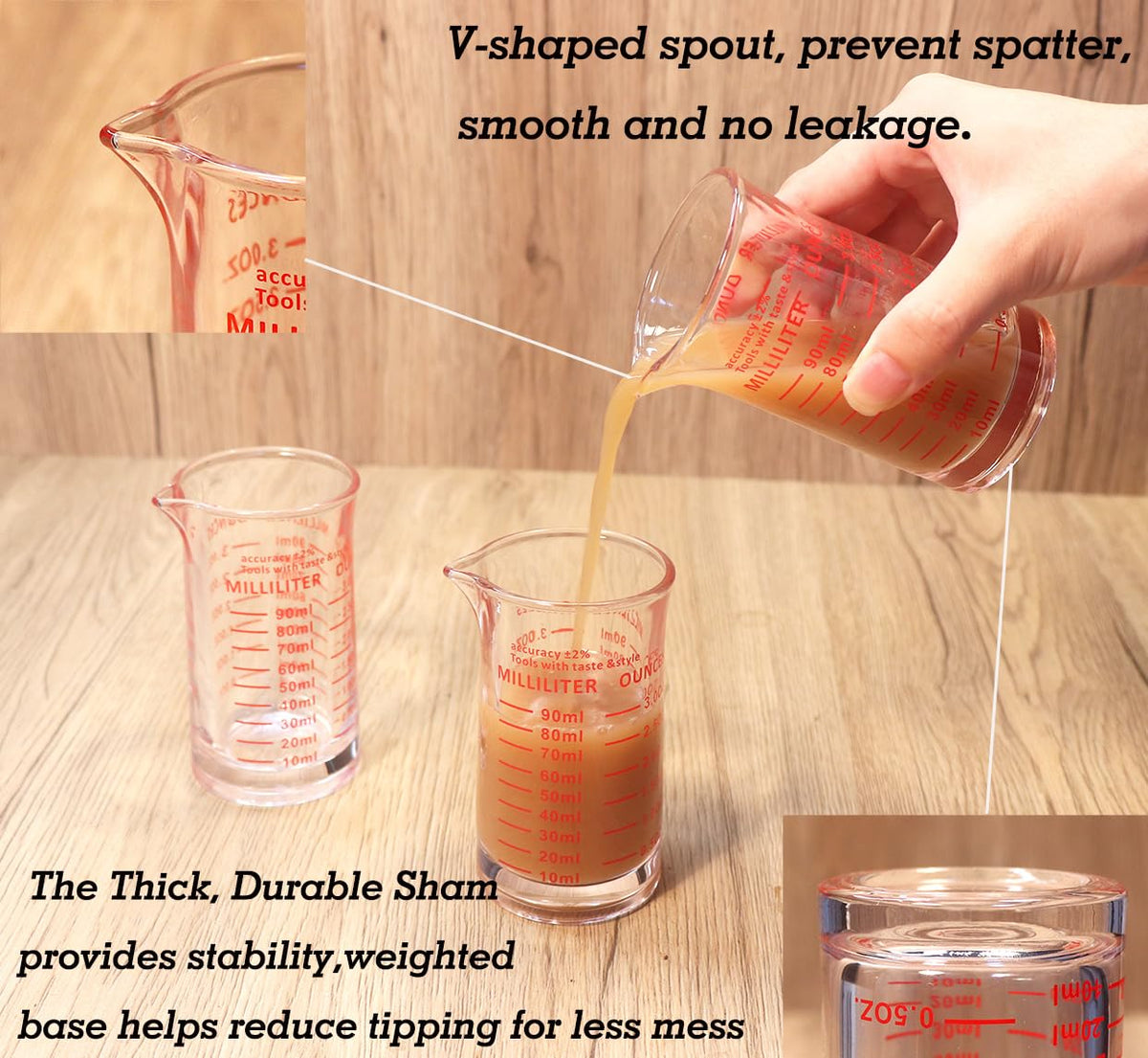 Ackers BORO3.3 V-shaped spout delivers drip-free pouring.