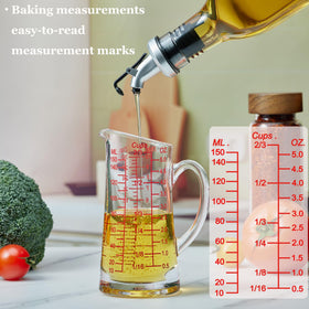 Ackers glass measuring cup with insulated handle for comfortable grip