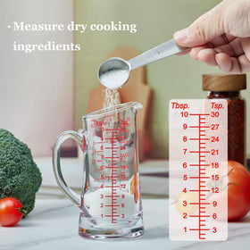Ackers glass measuring cup with multi-scale markings for ml and oz