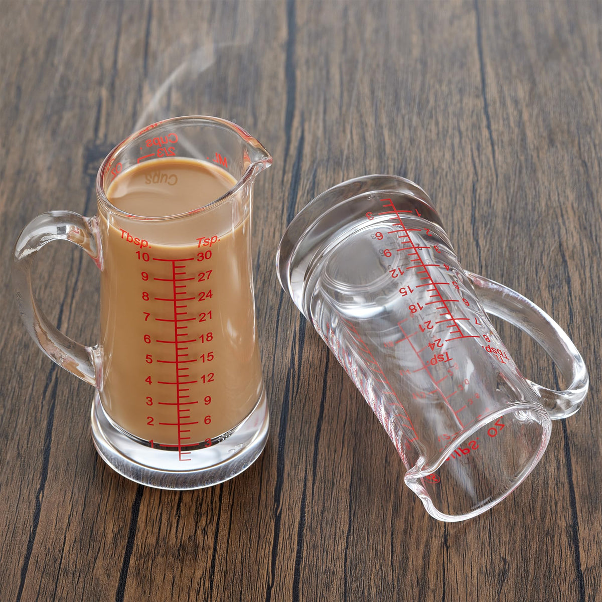 Ackers glass measuring cup with sturdy base for stable pouring