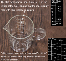 Ackers V-shaped spout provides controlled flow to prevent spills while measuring