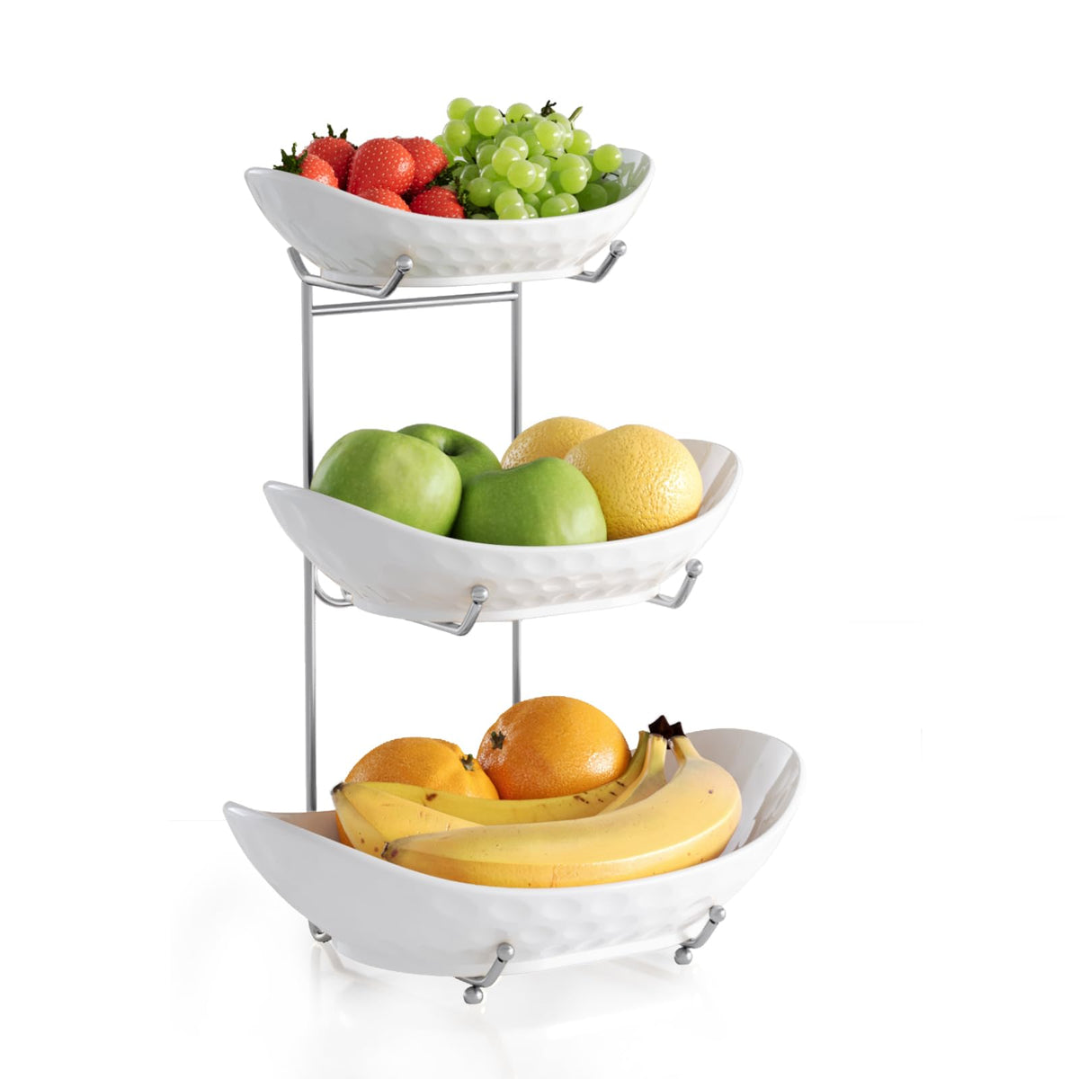 Acliys 3 tier fruit bowl stand on a table showcasing space saving