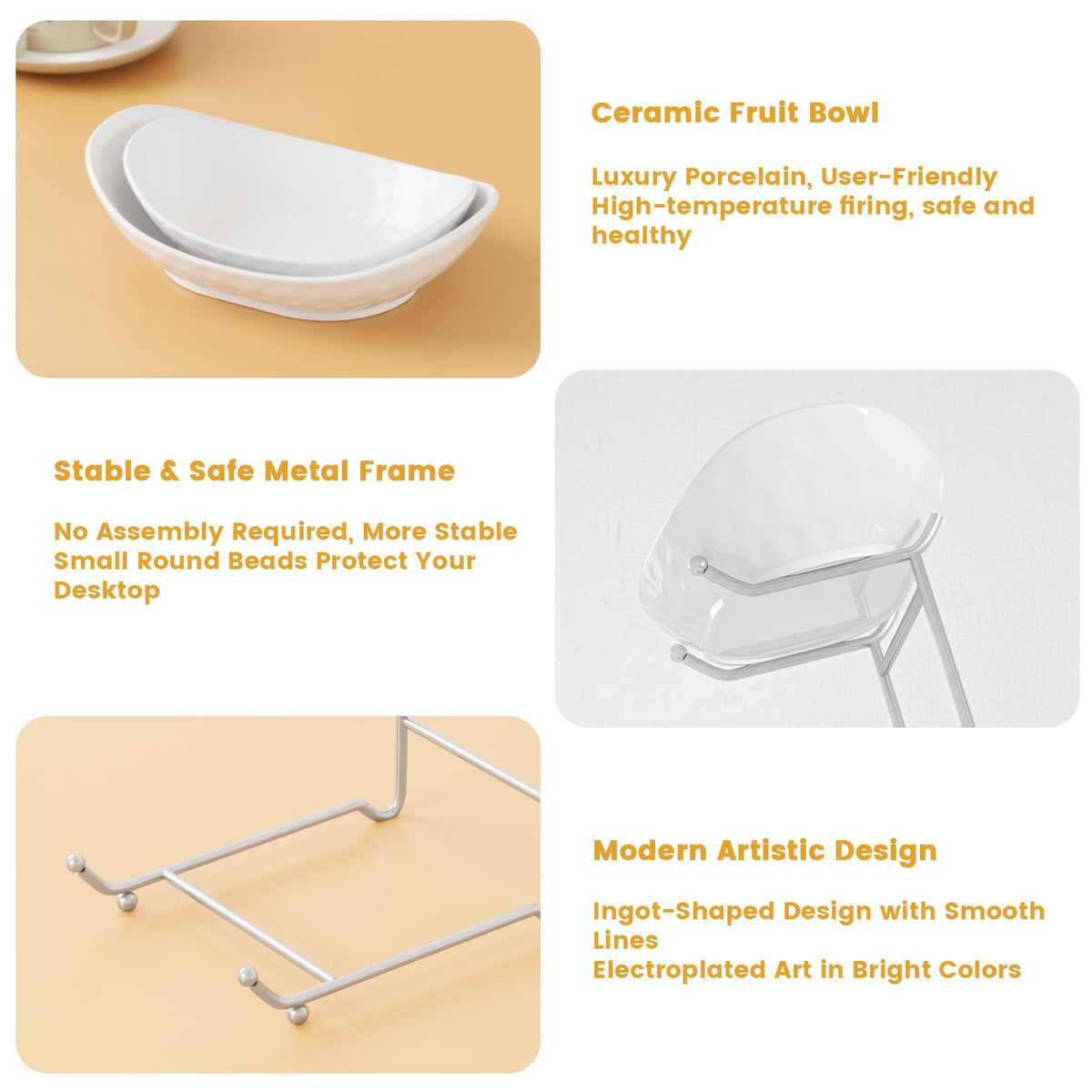 Acliys medium ceramic fruit bowl ideal for snacks and desserts