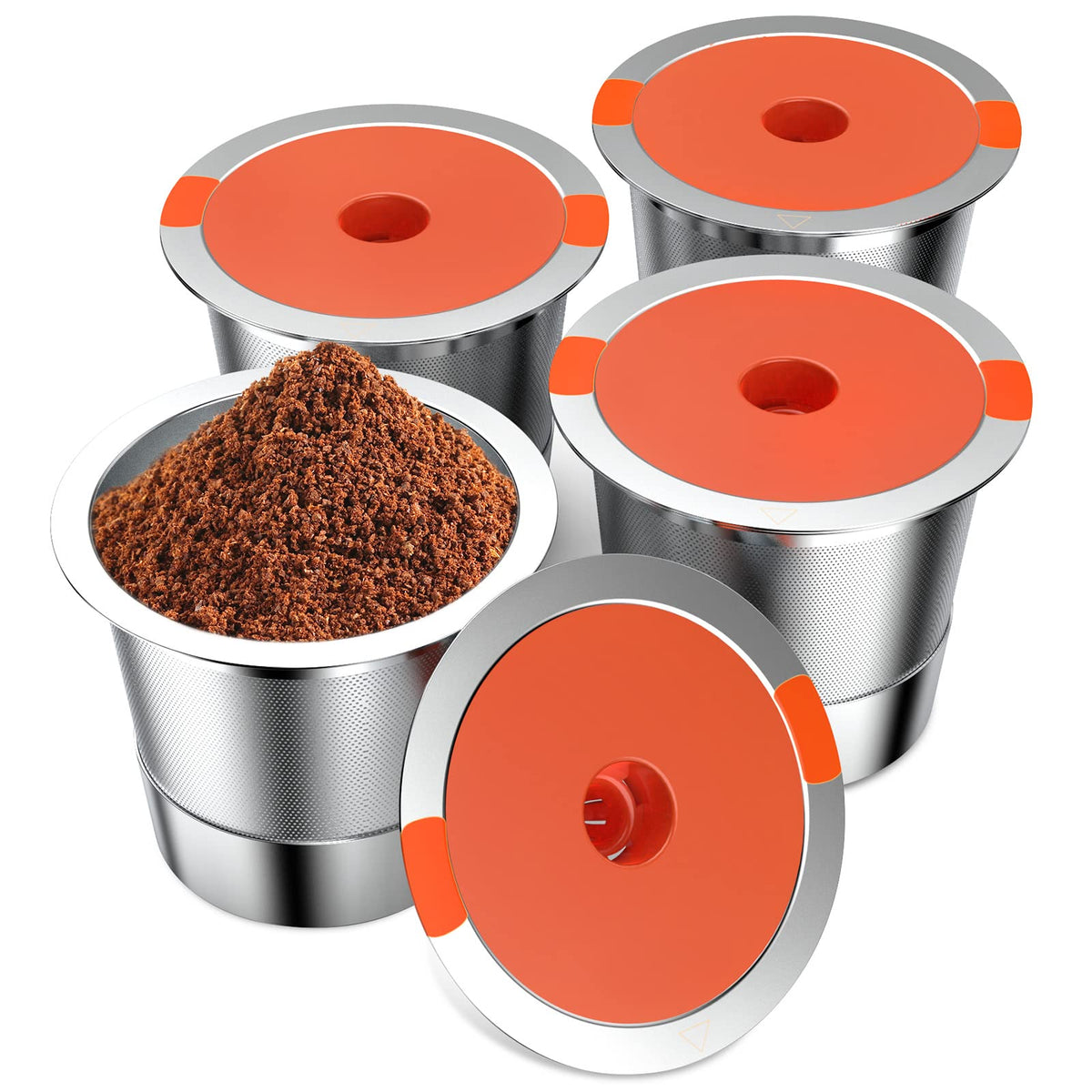 Acofem reusable K cups in stainless steel for long-lasting Keurig use.