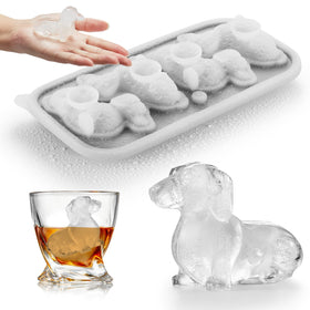 ACOOKEE dachshund ice cube mold with 4-hole design for whiskey and cocktails