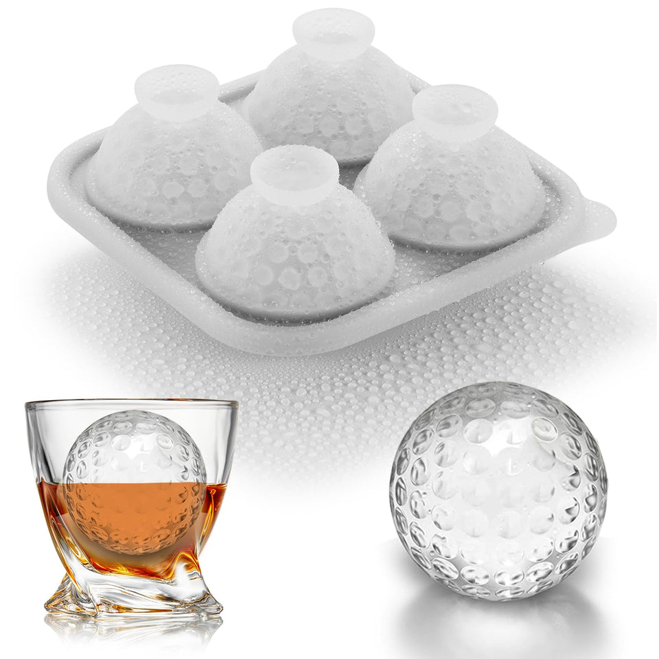 ACOOKEE golf ice ball mold with four 2.2-inch spheres for stylish, slow-melting chilling.