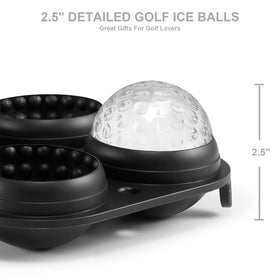 ACOOKEE golf-pattern ice balls in a silicone tray for stylish drinks.