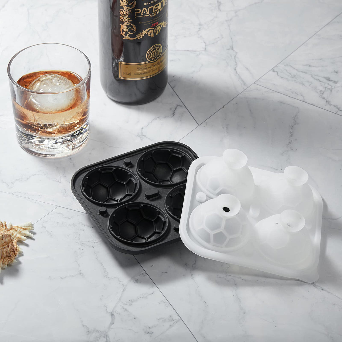 ACOOKEE silicone tray releases ice easily for quick serving and minimal mess.