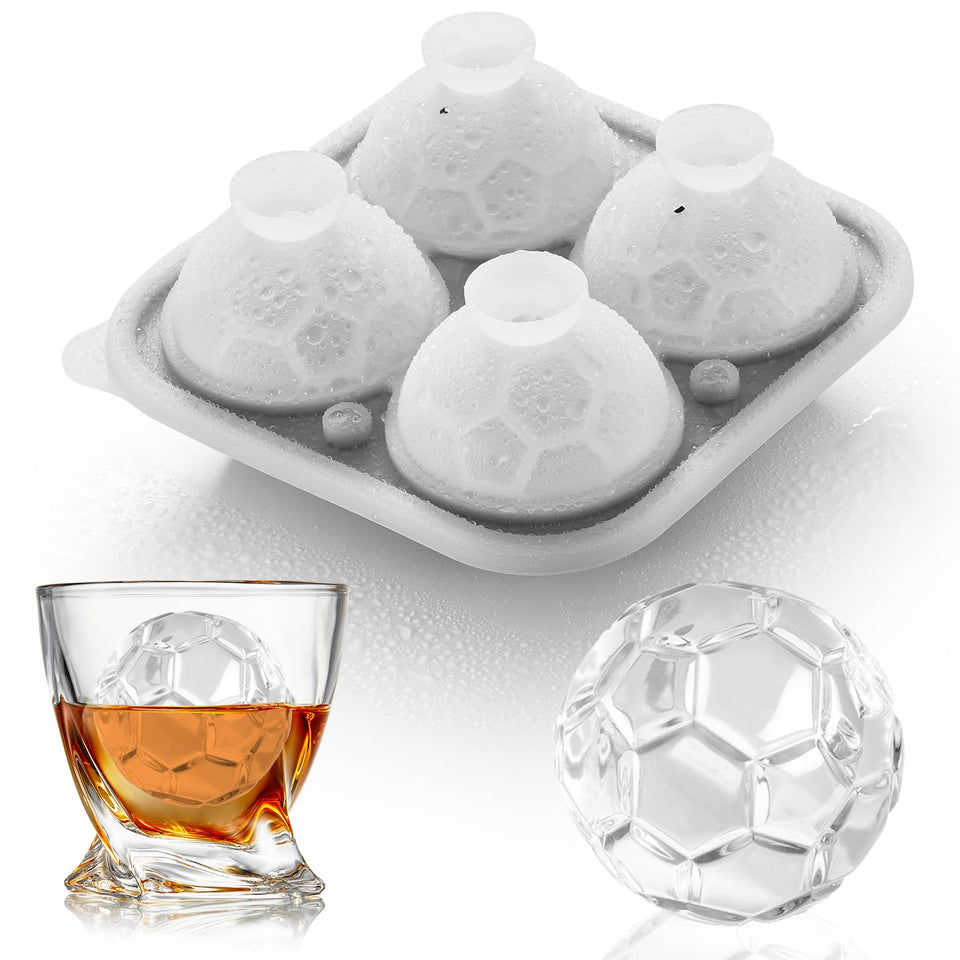ACOOKEE silicone soccer-ball ice mold creates a large 2.2-inch sphere for dramatic drinks.