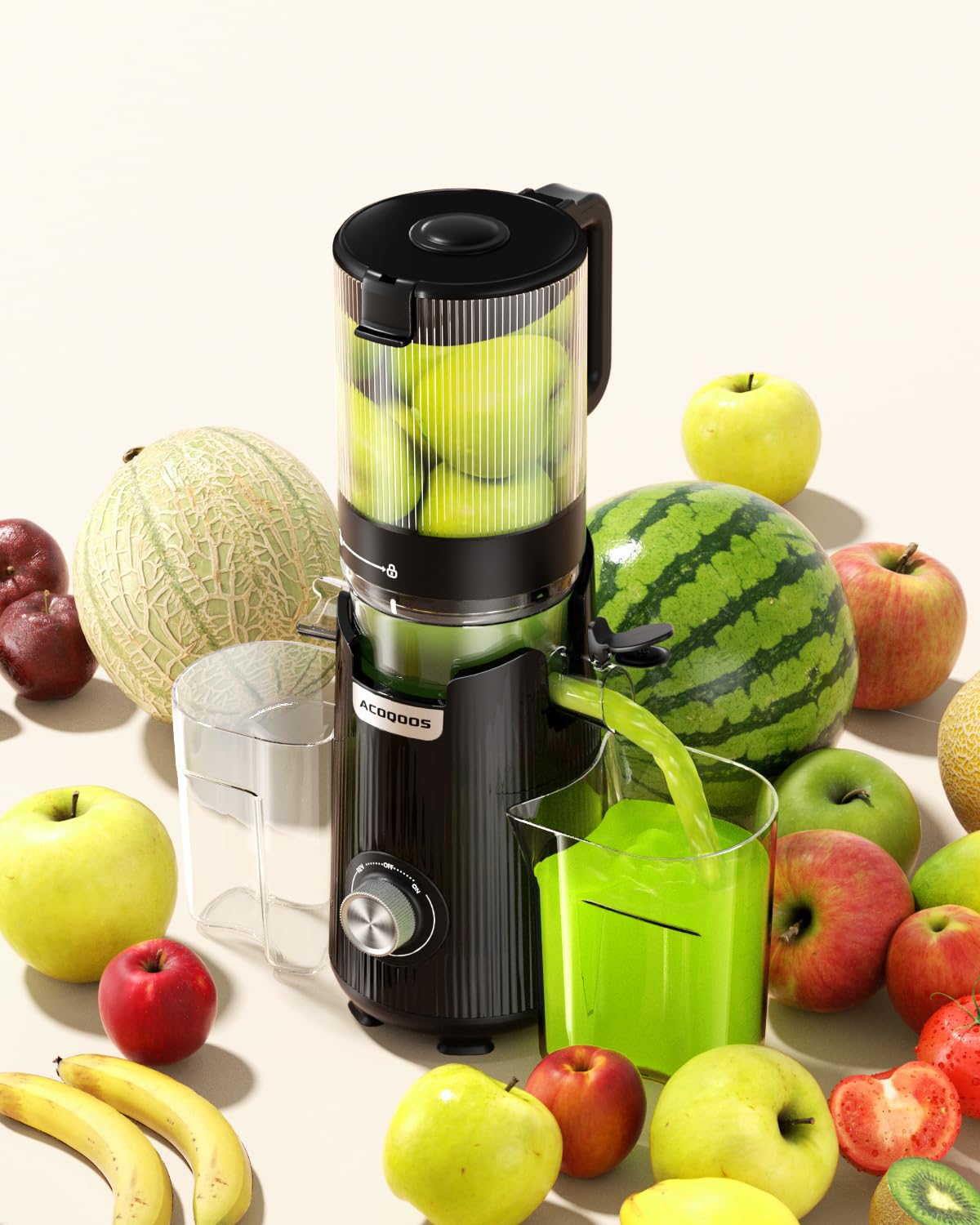 ACoqoos Cold Press Juicer easy rinse under faucet.