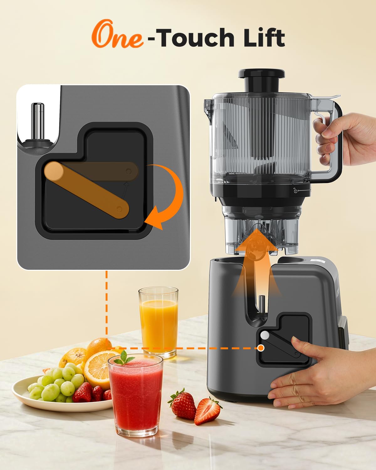 ACoqoos 100oz hopper supports batch juicing for family meal prep.