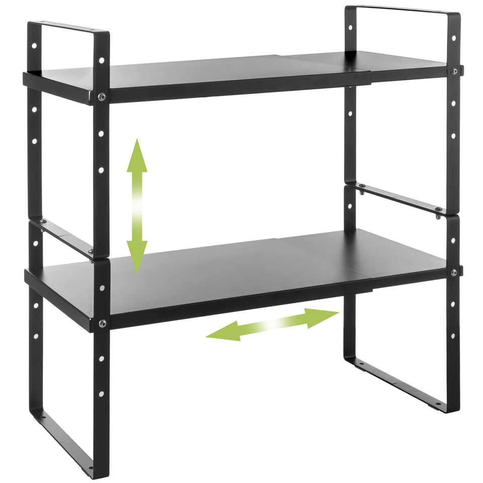 Across-Star Expandable Cabinet Shelf extends to fit flexible countertop organization.