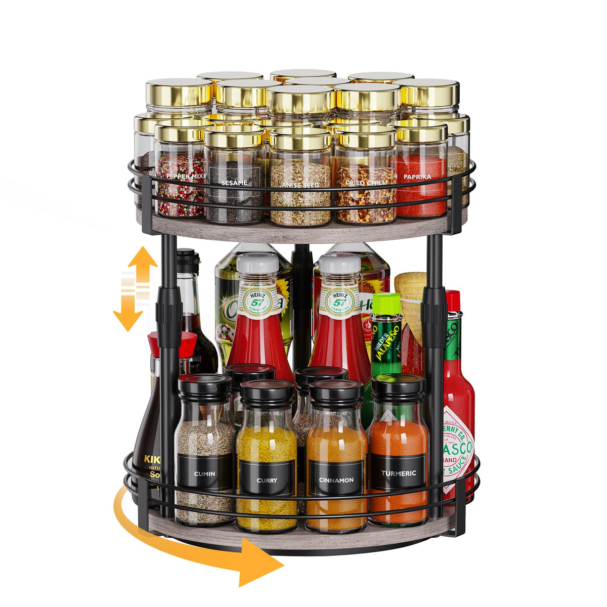 Across-Star lazy-susan organizer on countertop for easy spice access