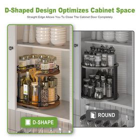 Across-Star lazy-susan spice rack adjustable height accommodates various bottle heights.