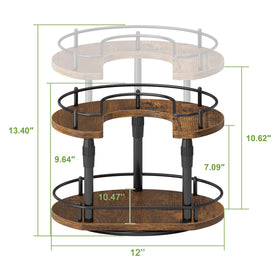 Across-Star lazy-susan spice rack raised fence keeps bottles secure.