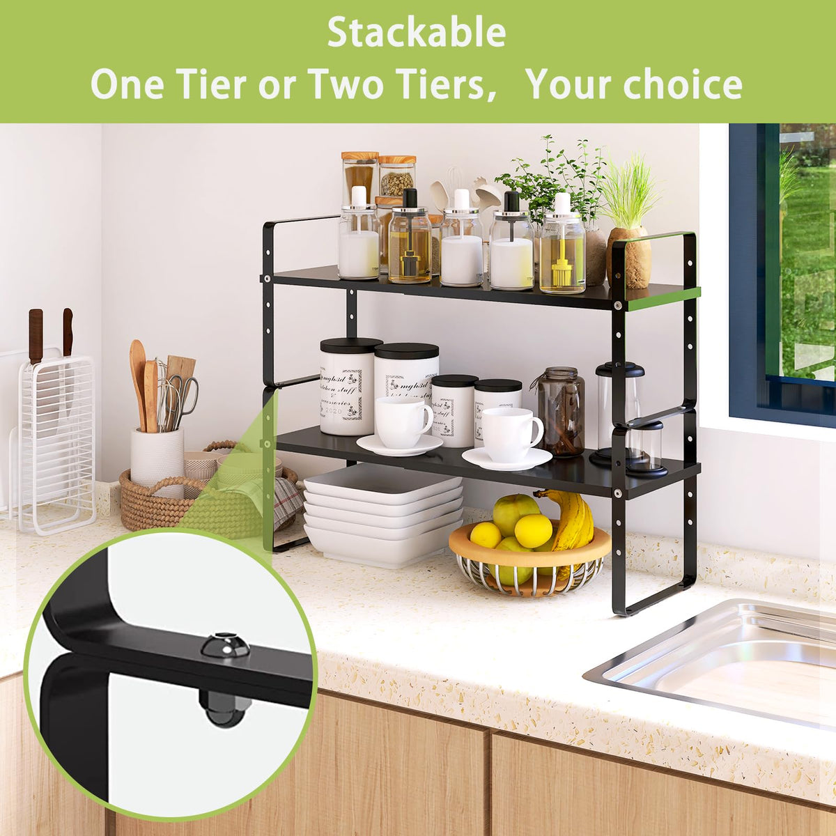 Across-Star Multifunctional Kitchen Shelves for bottles, cans, and dishes