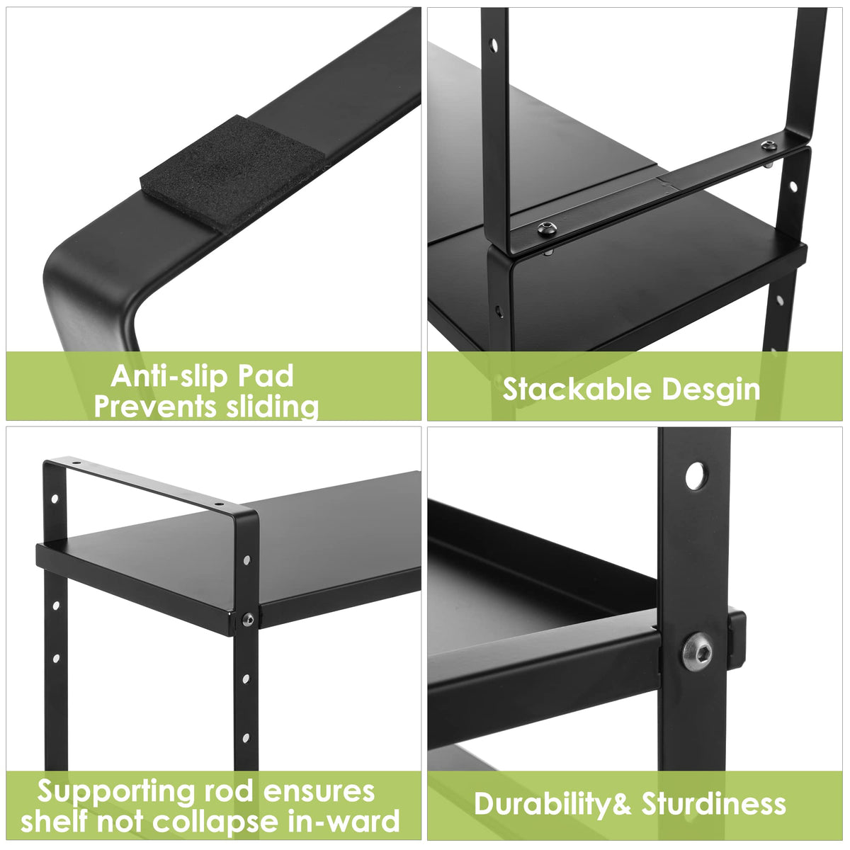 Across-Star High-capacity design holds up to 80 lbs on sturdy shelves