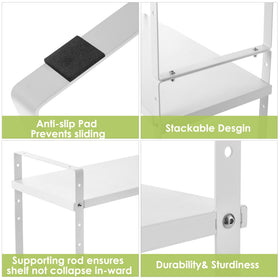 Across-Star non-slip suction feet keep the shelf stable on countertops.