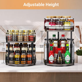 Across-Star rotating spice shelf displaying olive oil and jars neatly