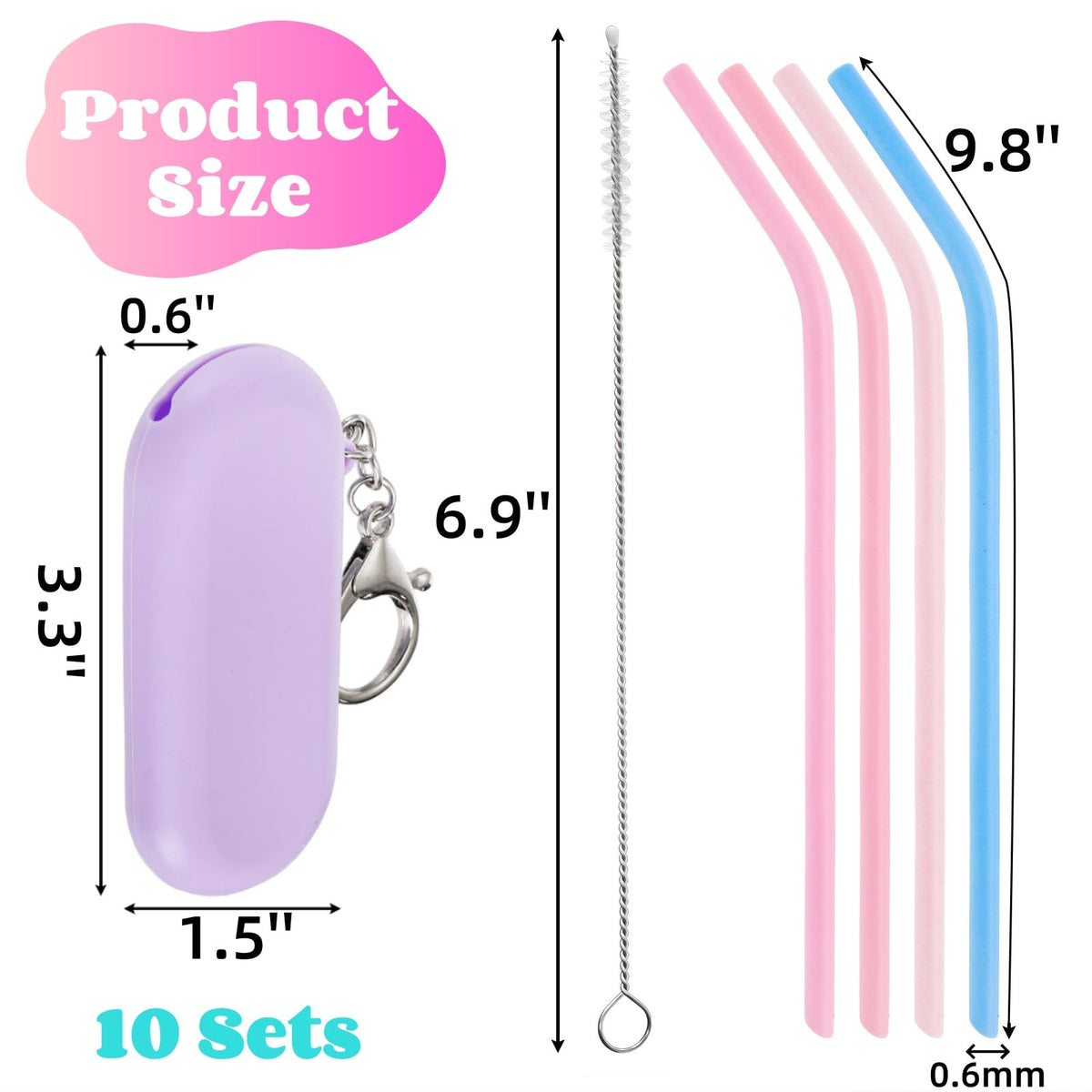Acshio angled collapsible straw close-up, flexible for on-the-go sipping.