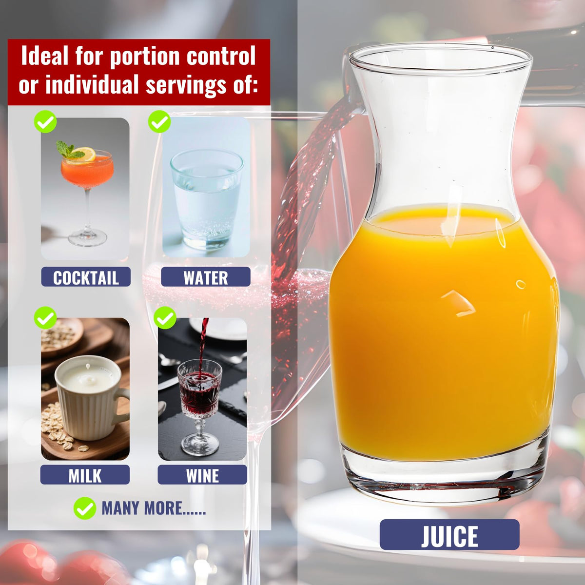 Acshio carafe with chip-resistant rim for durable daily use