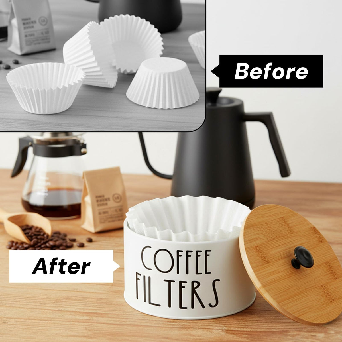 Acshio multipurpose organizer stores coffee pods, tea bags, and sugar packets