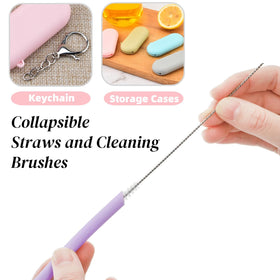 Acshio foldable straw in case, clip-ready for bags and travel.
