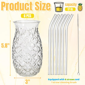 Acshio pineapple glasses with straws ready for parties and service