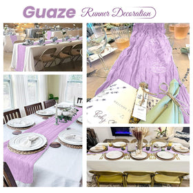 ACSUIT 10ft lavender table runner on table for quick event styling