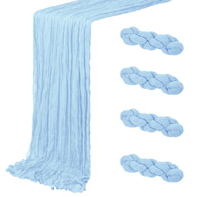 ACSUIT baby blue cheesecloth table runner 20x120 inches, four-pack, ideal for elegant weddings.