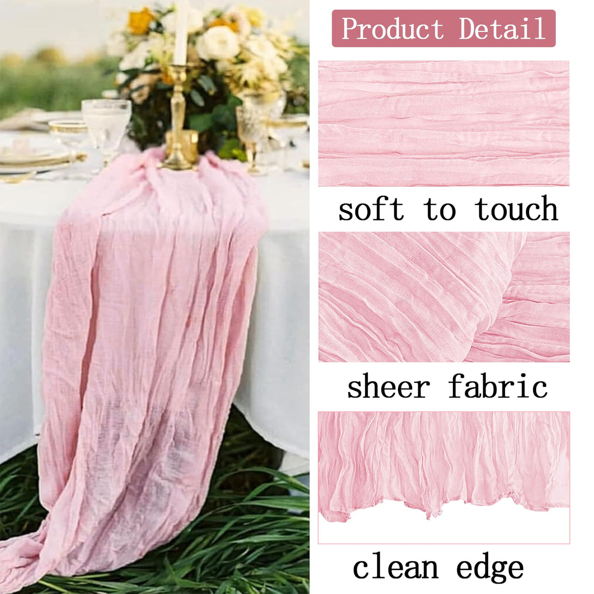 ACSUIT boho gauze texture closeup highlights soft folds and delicate fabric.