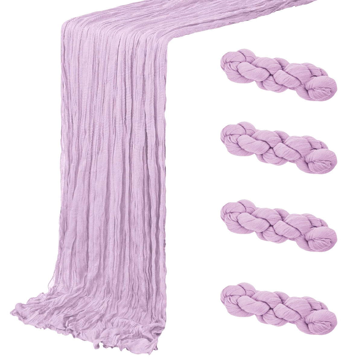 ACSUIT lavender cheesecloth table runner rolled display adds subtle elegance to tables
