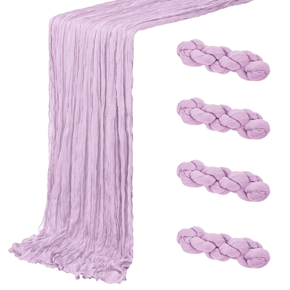 ACSUIT lavender cheesecloth table runner rolled display adds subtle elegance to tables